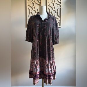 NATURAL LIFE Dark Floral Midi Dress